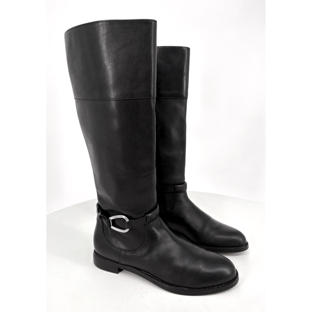 RALPH LAUREN Harlee Tall Black Leather Riding Boots Equestrian Knee High 6 - Picture 5 of 16